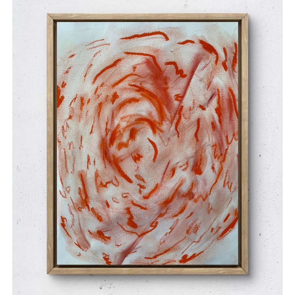 Original Abstract Spiritual Painting Orange White 9x12 Paper Florida Artist